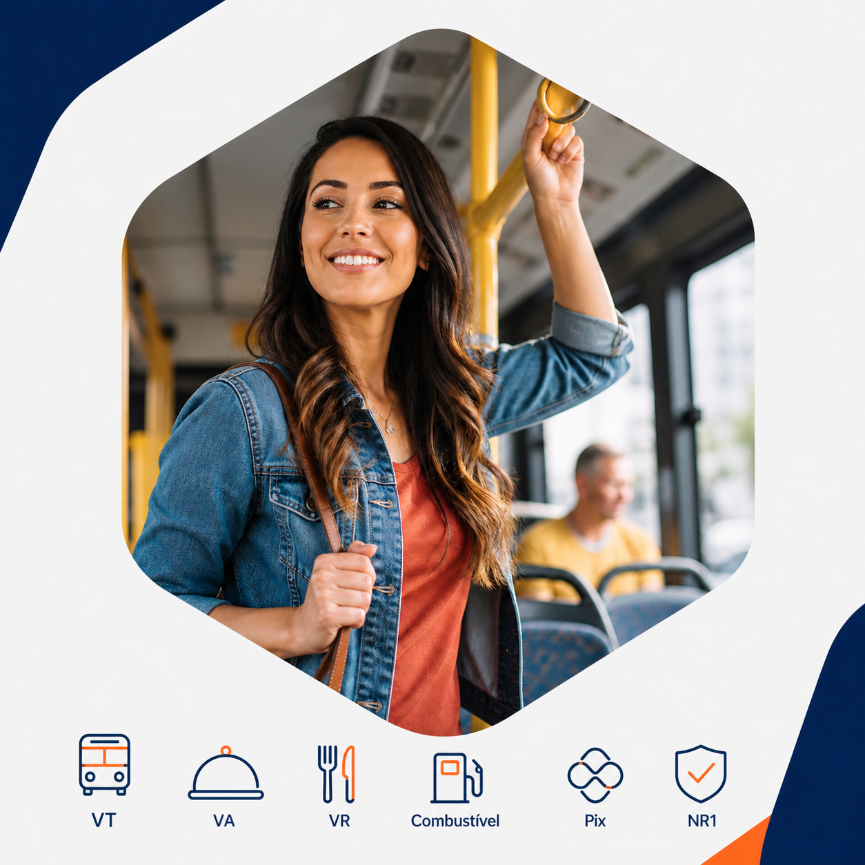 Colaboradora utilizando Vale-Transporte no ônibus